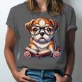 Cute Dog Puppy English Bulldog Reading Book Unisex Jersey T-Shirt Cute Dog Puppy English Bulldog Reading Book Unisex Jersey T-Shirt