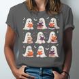 Cute Ghost Reading Book Lovers Halloween Ghost Unisex Jersey T-Shirt