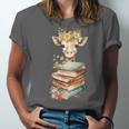 Cute Giraffe With Book Floral Bookworm Librarian Book Lover Unisex Jersey T-Shirt Cute Giraffe With Book Floral Bookworm Librarian Book Lover Unisex Jersey T-Shirt