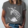 Cute Giraffe Wear Glasses Reading Book Librarian Bookworm Unisex Jersey T-Shirt