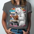 Cute Polar Bear Is Reading a Book Reading Polar Bear Unisex Jersey T-Shirt