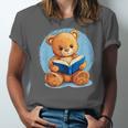 Cute Teddy Bear Reading Book Fun Unisex Jersey T-Shirt