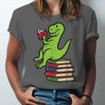 Dino Reading Read Reading Librarian Book Men Boys Kids Unisex Jersey T-Shirt