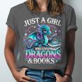 Dragon Reading Just A Girl Who Loves Dragons And Books Unisex Jersey T-Shirt Dragon Reading Just A Girl Who Loves Dragons And Books Unisex Jersey T-Shirt