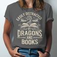 Easily Distracted By Books & Dragons Bookworm Reading Unisex Jersey T-Shirt