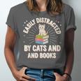 Easily Distracted By Cats & Books Tee Reader Book Worm Unisex Jersey T-Shirt
