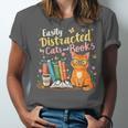 Easily Distracted By Cats And Books Book & Cat Lover Unisex Jersey T-Shirt Easily Distracted By Cats And Books Book & Cat Lover Unisex Jersey T-Shirt