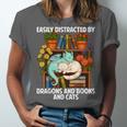 Easily Distracted By Dragons Books Cats Fantasy Book Lover Unisex Jersey T-Shirt Easily Distracted By Dragons Books Cats Fantasy Book Lover Unisex Jersey T-Shirt