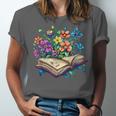 Enchanted Open Book With Blooming Flowers Unisex Jersey T-Shirt