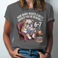 English Bulldog Dog Reading Book 67 Six Seven Meme Unisex Jersey T-Shirt