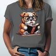 English Bulldog Reading a Book Dog For Men Women Girls Kids Unisex Jersey T-Shirt