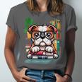 English Bulldog Reading a Book Dog Unisex Jersey T-Shirt English Bulldog Reading a Book Dog Unisex Jersey T-Shirt