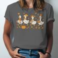 Fall Goose Reading Book Teacher Autumn Pumpkin Cozy Season Unisex Jersey T-Shirt