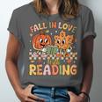 Fall In Love With Reading Autumn Pumpkin Teacher Book Lover Unisex Jersey T-Shirt Fall In Love With Reading Autumn Pumpkin Teacher Book Lover Unisex Jersey T-Shirt