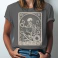 Floral The Reader Tarot Card Skeleton Reading Book Unisex Jersey T-Shirt