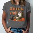 Ghost Library Reading Books Halloween Men Women Kids Unisex Jersey T-Shirt Ghost Library Reading Books Halloween Men Women Kids Unisex Jersey T-Shirt