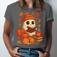 Ghost Reading Book Lovers Autumn Fall Halloween Unisex Jersey T-Shirt Ghost Reading Book Lovers Autumn Fall Halloween Unisex Jersey T-Shirt