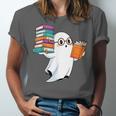 Ghost Reading Books Halloween Library Unisex Jersey T-Shirt
