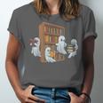 Ghosts Reading Books Teacher Halloween Librarian Book Lover Unisex Jersey T-Shirt