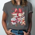 Girly Coquette Gingerbread Books And Hot Cocoa Cozy Season Unisex Jersey T-Shirt