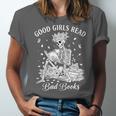 Good Girls Read Bad Books Skeleton Reading Book Halloween Unisex Jersey T-Shirt Good Girls Read Bad Books Skeleton Reading Book Halloween Unisex Jersey T-Shirt