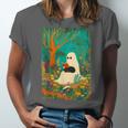 Groovy Ghost Reading Book Cat Halloween Ghost Teacher Unisex Jersey T-Shirt