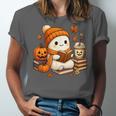 Halloween Ghost Reading Book Lovers Coffee Girl Women Unisex Jersey T-Shirt Halloween Ghost Reading Book Lovers Coffee Girl Women Unisex Jersey T-Shirt