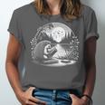 Hedgehog Reading Book Full Moon Lake Scenery Unisex Jersey T-Shirt