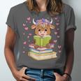 Highland Cow Reading Book Floral Bookworm Unisex Jersey T-Shirt Highland Cow Reading Book Floral Bookworm Unisex Jersey T-Shirt