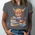 Highland Cow Reading Book Librarian Library Unisex Jersey T-Shirt
