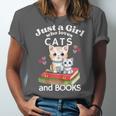 Just A Girl That Loves Cats And Books Cute Cat & Bookwork Unisex Jersey T-Shirt