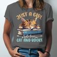 Just a Girl Who Loves Cats And Books Kitties Pet Art Lover Unisex Jersey T-Shirt