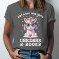 Just a Girl Who Loves Unicorns & Books Bookish Unicorn Love Unisex Jersey T-Shirt