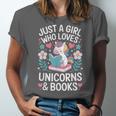 Just a Girl Who Loves Unicorns And Books Unisex Jersey T-Shirt