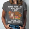 Knitting Reading Books Drinking Tea Knitter Knit Unisex Jersey T-Shirt