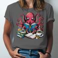 Octopus Reading Book Coffee Lover Bookaholic Bookworm Reader Unisex Jersey T-Shirt