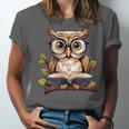 Owl Reading A Book Perched On A Branch Bookworm Unisex Jersey T-Shirt