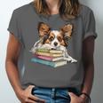 Papillon Books Reading Dog Breed Graphic For Men Women Kids Unisex Jersey T-Shirt Papillon Books Reading Dog Breed Graphic For Men Women Kids Unisex Jersey T-Shirt