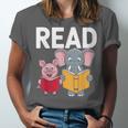 Pig Elephant Reading Cute Book Lover Bookworm Boys Girls Kid Unisex Jersey T-Shirt