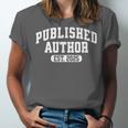 Proud Published Author 2025 Mom Dad Vintage Poet Book Writer Unisex Jersey T-Shirt