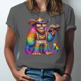 Rainbow Pride Bigfoot Reading Book With Heart Glasses Unisex Jersey T-Shirt