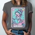 The Reader Retro Reading Skeleton Books Flowers Tarot Card Unisex Jersey T-Shirt