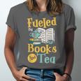 Reading Hobby Bookshelves Library Fueled By Books And Tea Unisex Jersey T-Shirt Reading Hobby Bookshelves Library Fueled By Books And Tea Unisex Jersey T-Shirt