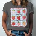Reading Is My Jam Preppy Stawberry Bookworm Book Lover Nerd Unisex Jersey T-Shirt