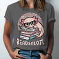 Readsalotl Axolotl Reading Books Glasses Bookworm Pun Fun Unisex Jersey T-Shirt