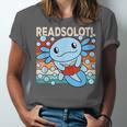Readsolotl Blue Kawaii Axolotl Book Lover Reading Retro Unisex Jersey T-Shirt