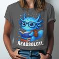 Readsolotl Blue Kawaii Axolotl Book Lover Reading Unisex Jersey T-Shirt