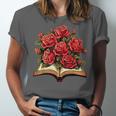 Red Roses Flowers Book Floral Unisex Jersey T-Shirt Red Roses Flowers Book Floral Unisex Jersey T-Shirt