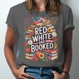 Retro Floral Red & Booked Library Reading 4th Of July Unisex Jersey T-Shirt Retro Floral Red & Booked Library Reading 4th Of July Unisex Jersey T-Shirt