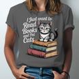 Retro I Just Want To Read Books And Pet Cats Cat For Men Women Kids Unisex Jersey T-Shirt